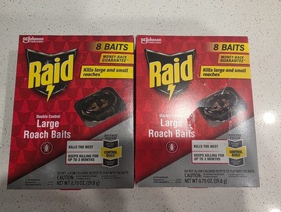 RAID Double Control Large Roach Baits 8 Count Defense System 2Pack