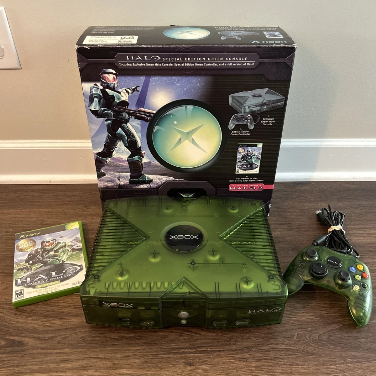 Manette Xbox Microsoft Halo Edition – Vert Transparent, Filaire, Loose