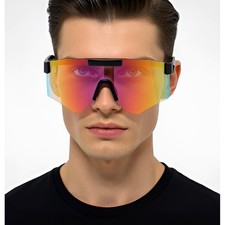 Rainbow Mirrored Sunglasses Shield Visor Cycling Running Sport Sun Glasses Gafas