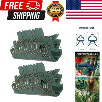 40 Piece Green Gentle Gardening Plant & Flower Lever Loop Gripper Clips, Tool...