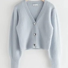 And Other Stories Heart Button Cardigan Sky Blue