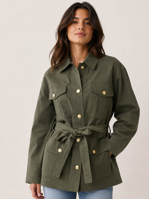Tommy Hilfiger Olive Utility Belted Jacket size Large