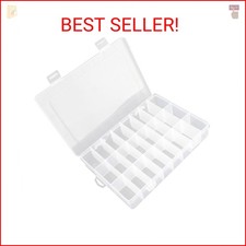 OALCQ 24 Grids Plastic Organizer Box With Dividers Clear Craft Storage Bead Orga