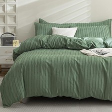 Duvet Cover California King Size Green - 3PCS Boho Striped Duvet Cover Set