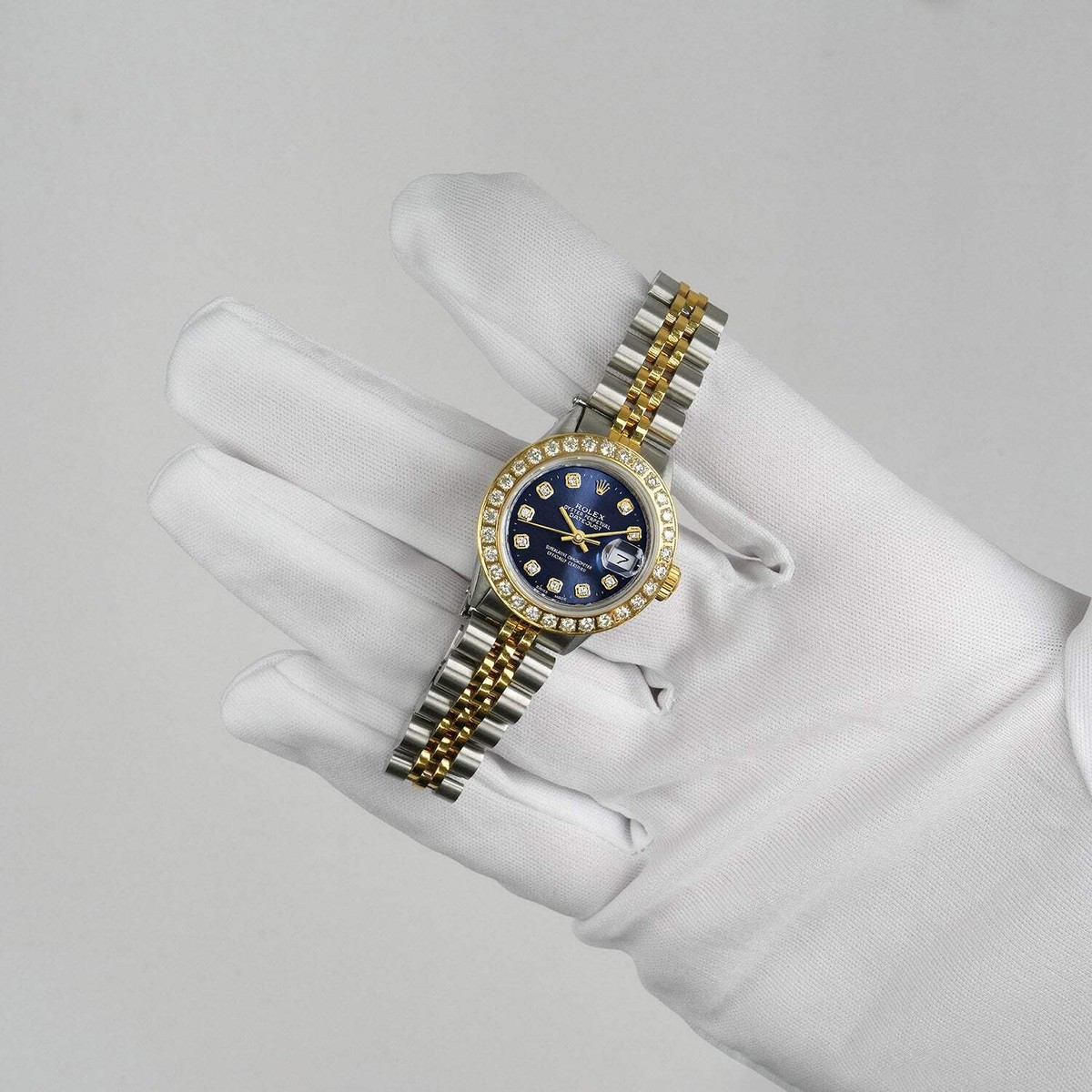 Rolex Datejust 69173 26mm Diamond Bezel Blue Dial Steel Women's