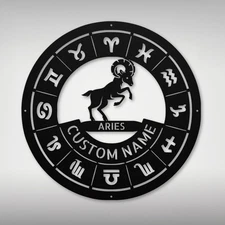 Personalized Aries Zodiac Metal Sign Astrology Home Decor Gift for Aries Fans