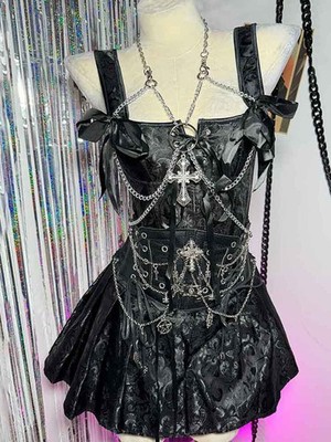 Goth Dress Gothic Punk Rock Kleidung Y2K Grunge Damen Emo Style