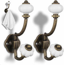 2Pcs Coat Hook Antique Towel Hook, Vintage Coat Wall Mounted Antique Brass Wall