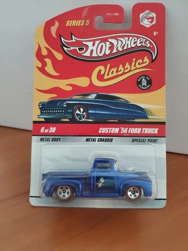 Hot Wheels Classics Series 5 #6 Custom '56 Ford Truck in Blue - Redline 5 Spokes
