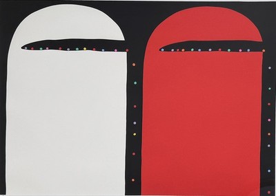 Sadamasa Motonaga ''White & Red Color Balls'' Serigraph Signed Framed ED100 (1985)