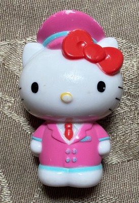 2013 Sanrio Hello Kitty Figure With Pilot or Train Conductor Uniform 2'' Pink