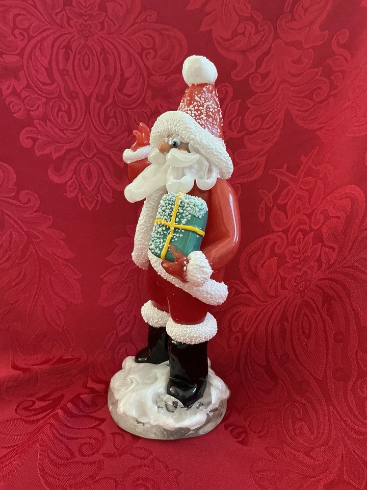 FLAWLESS Unique ZELEZNY BROD Glass Czech Bohemian 9” SANTA CLAUS PRESENT Figure - Image 2 of 4