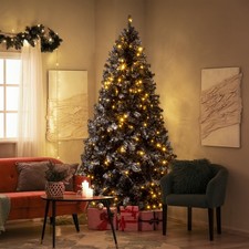 Christmas Black Tree 7.5 FT with Lights, Ornaments for In/Outdoor Holiday Decor