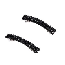 2Pcs Black Rhinestone Hair Clips for Women - 1 Count Pack of 2 ,