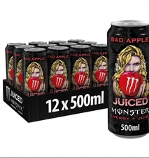 x12 Monster Juiced Bad Apple Energy Drink | 16 oz | 500ml Cans