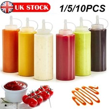 8oz Clear Plastic Squeeze Sauce Bottle Condiment Dispenser Ketchup Mustard Mayo