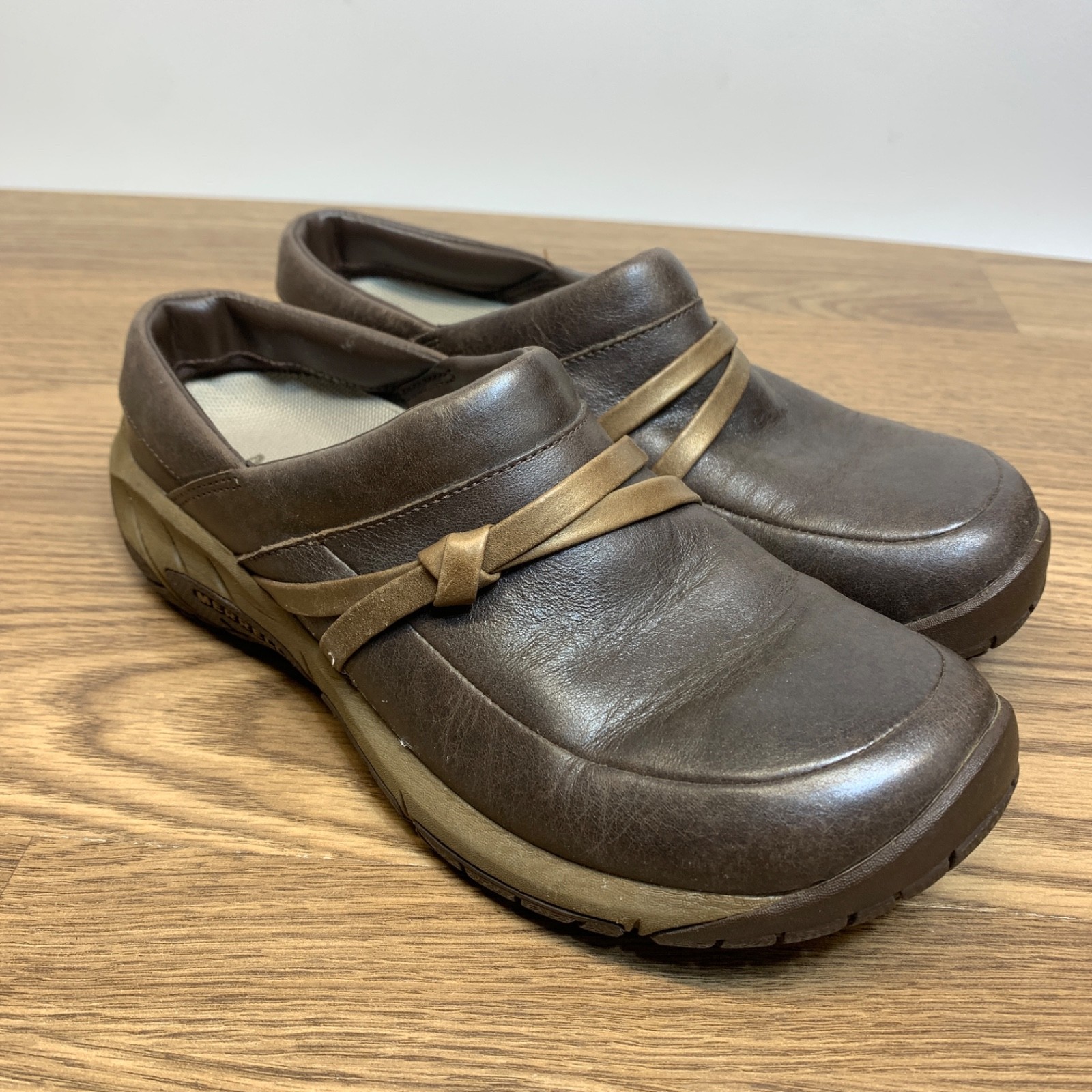 Merrell Bracken slip on mule donna taglia 7 pelle marrone pelle marrone J61940