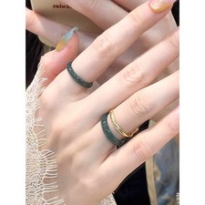 A-grade Blue Water Jadeite Plain Ring White Moonlight Ring