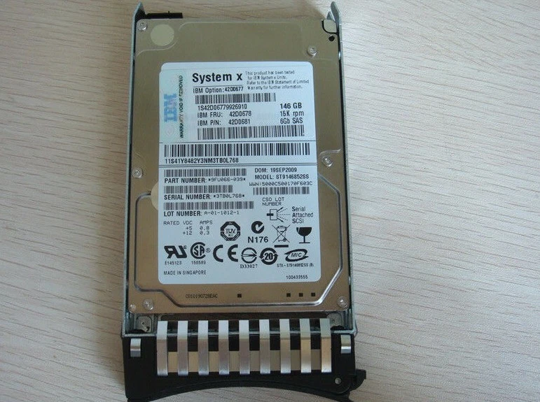 42D0677/42D0678/42D0679/42D0681/26K0678-9FU066-039-IBM 146GB 15K 6Gbps 2.5" SAS - Image 2 of 2