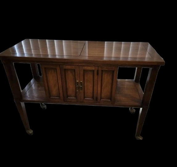 Mid Century Modern Bar Cart Cabinet Server Expanding Top Storage Rolling MCM