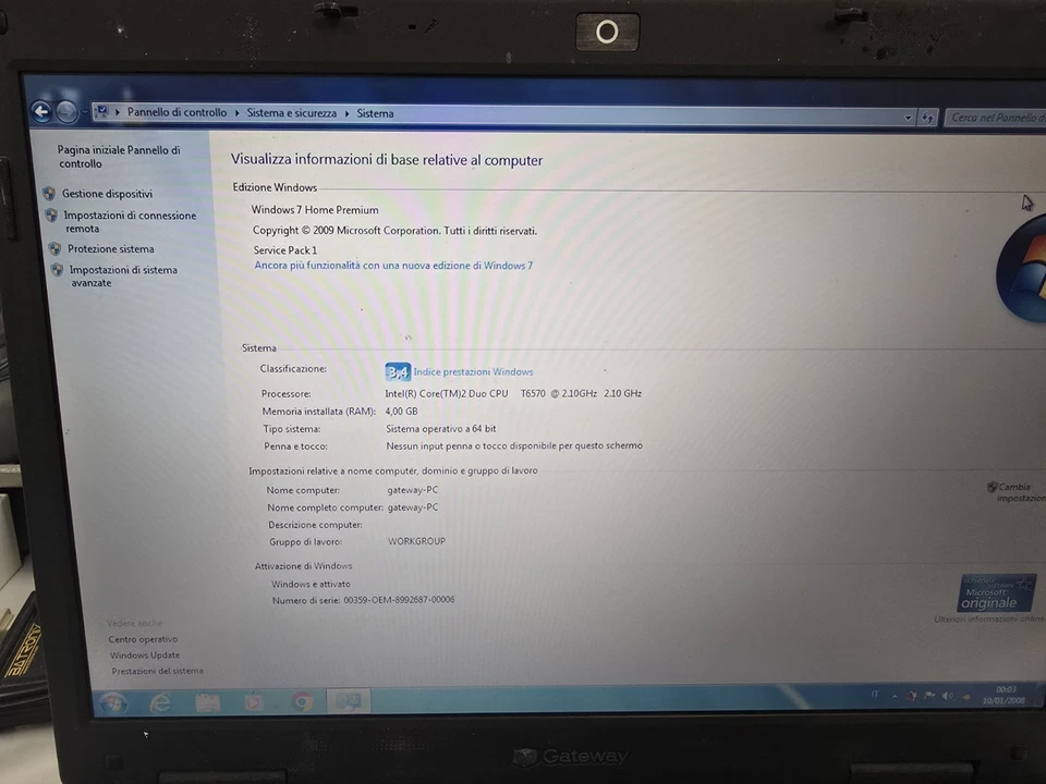 PC Portatile Gateway Ms2231 - Immagine 2 di 4