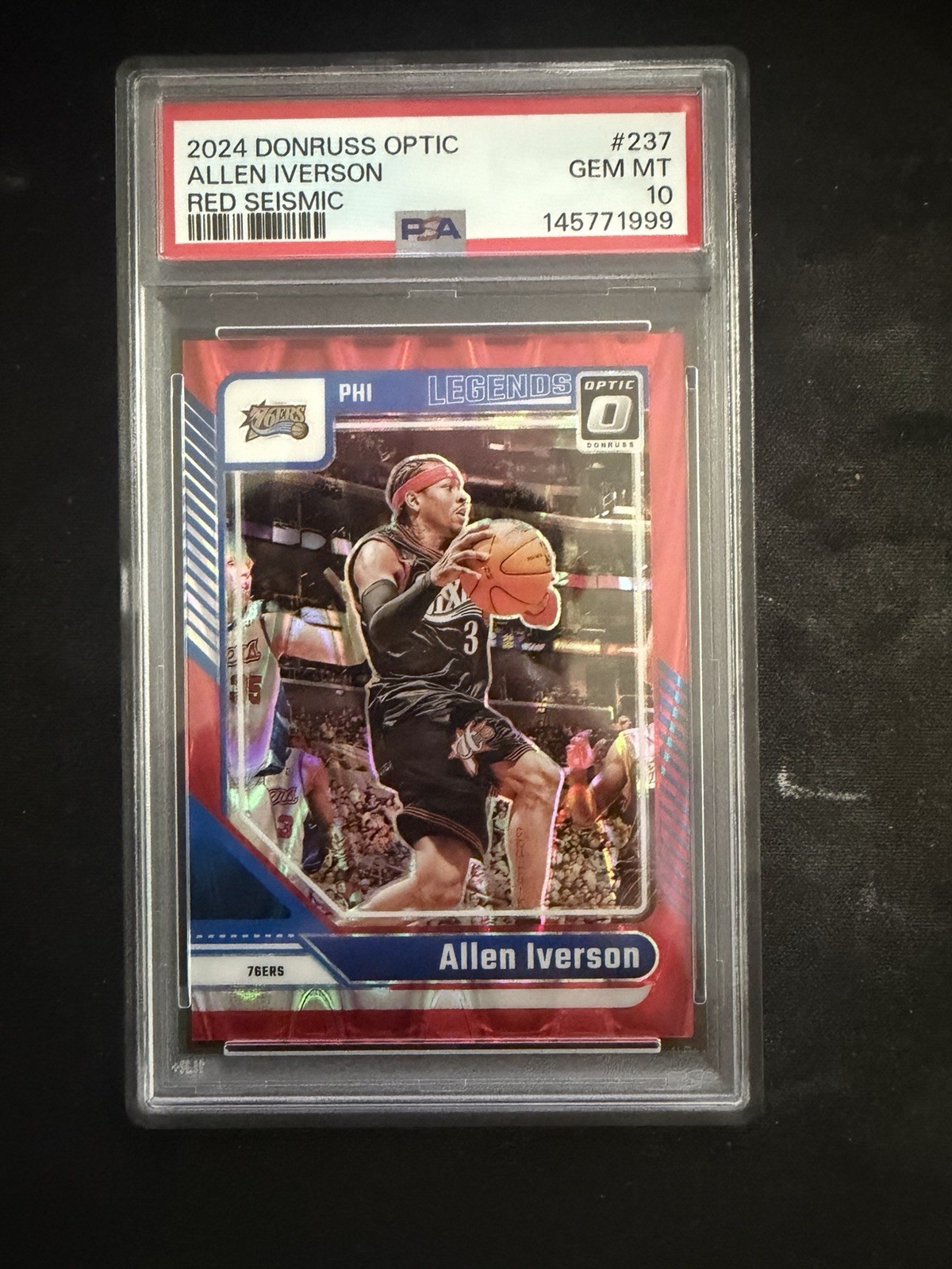 Panini 2024-25 Donruss Optic Allen Iverson Legends #237 Red Seismic /149 PSA 10