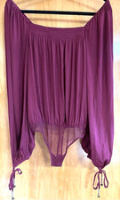 Intimately Free People Women s S Burgundy Square Neck Off Shoulder Bodysuit NWOT