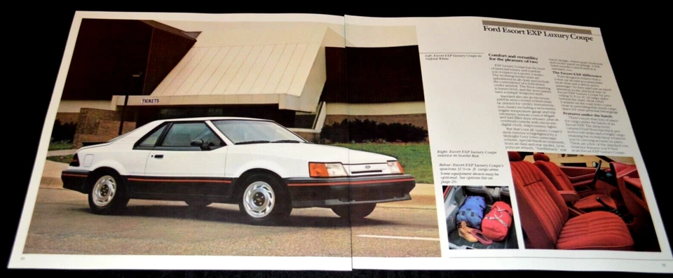 1988 FORD EXP COUPE ORIGINAL DEALER ADVERTISEMENT PRINT AD 88 WHITE - Image 2 of 2