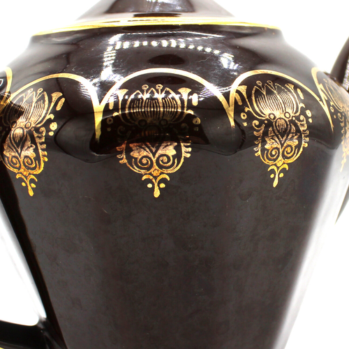 Vintage Hall China Mahogany Albany 0227 Brown Ceramic Pottery Teapot with Lid - Imagen 3 de 10