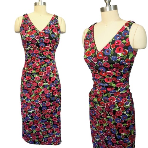 Vintage 90s Nicole Miller Midi Dress Size 6 Dark Floral Whimsigoth Grunge  - Bild 1 von 10