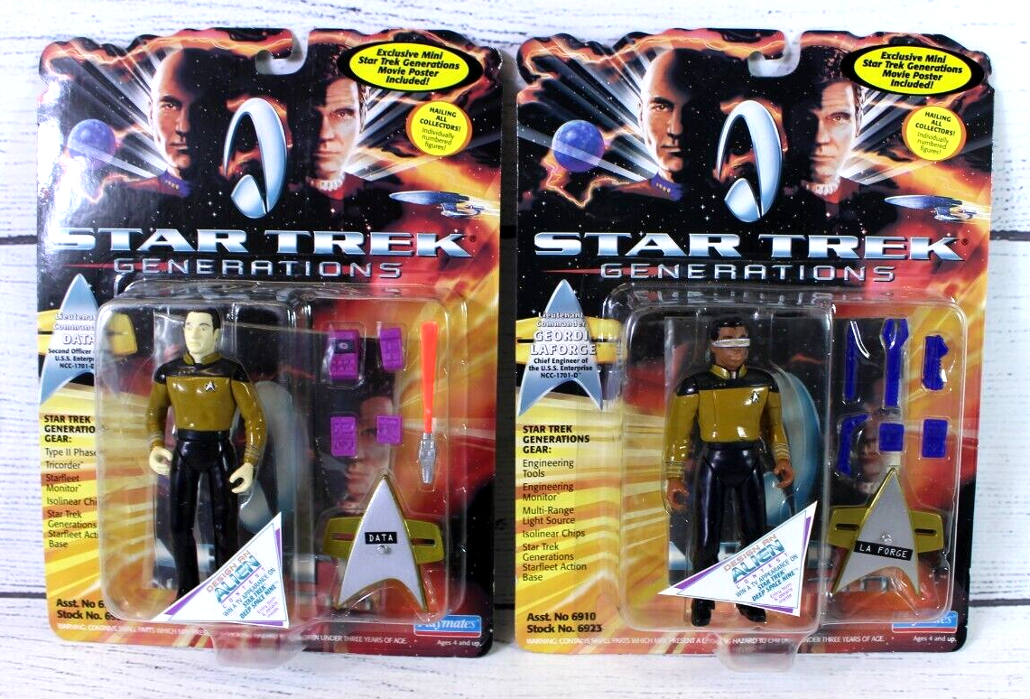Playmates Toys Star Trek Generations Lt Data & Geordi La Forge Action Figures