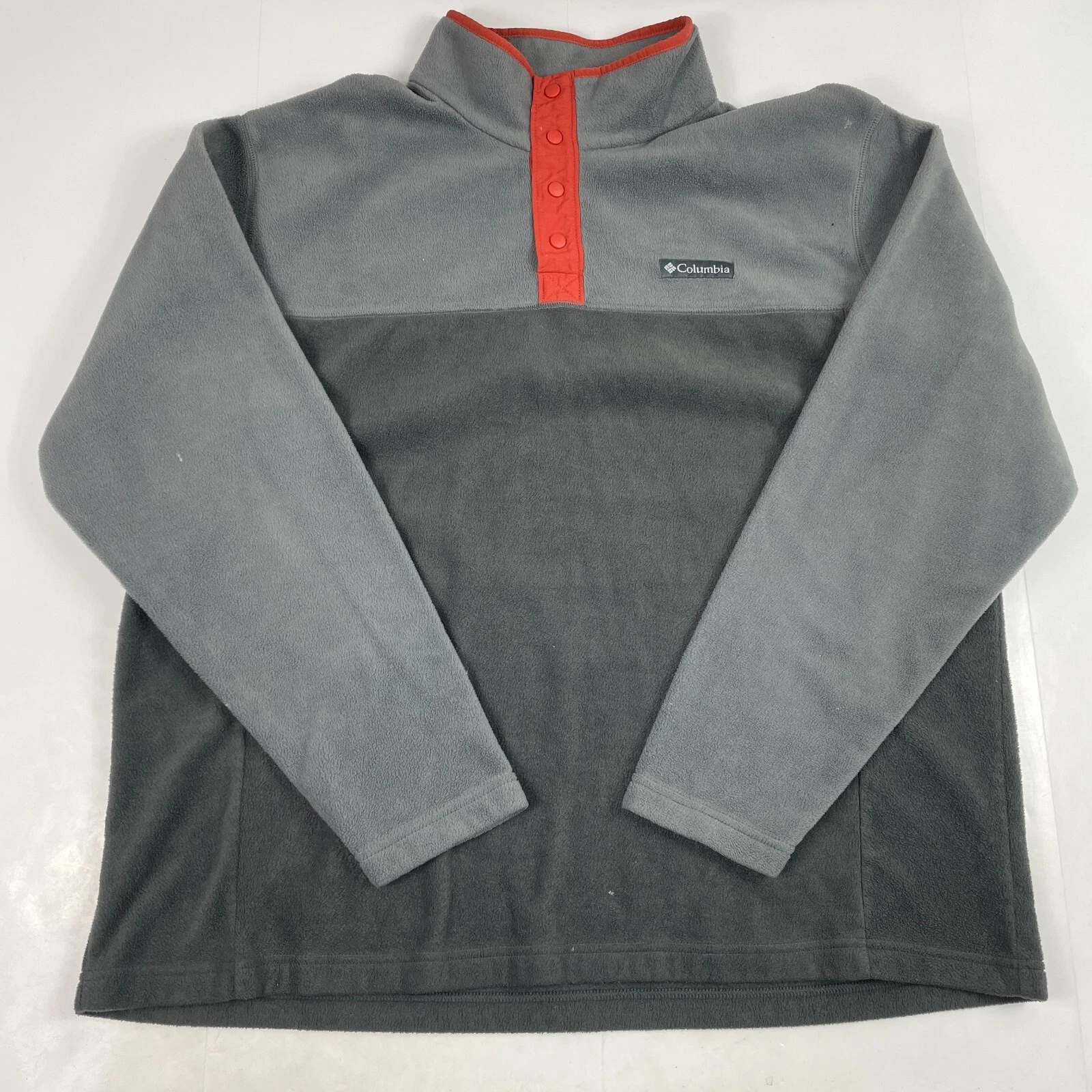 Coumbia Jacket Mens 2XL XXL Gray Snap T Fleece Pullover Golf Hiking Ski Camping
