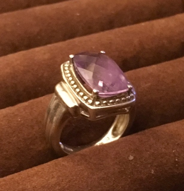 Rarities Carol Brodie Amethyst Gemstone Bead Frame Sterling 925 Ring
