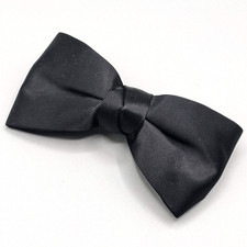 Vintage Mid Century Ormond NYC Bowtie Black Formal Clip On Bow Tie 4" x 2.5"