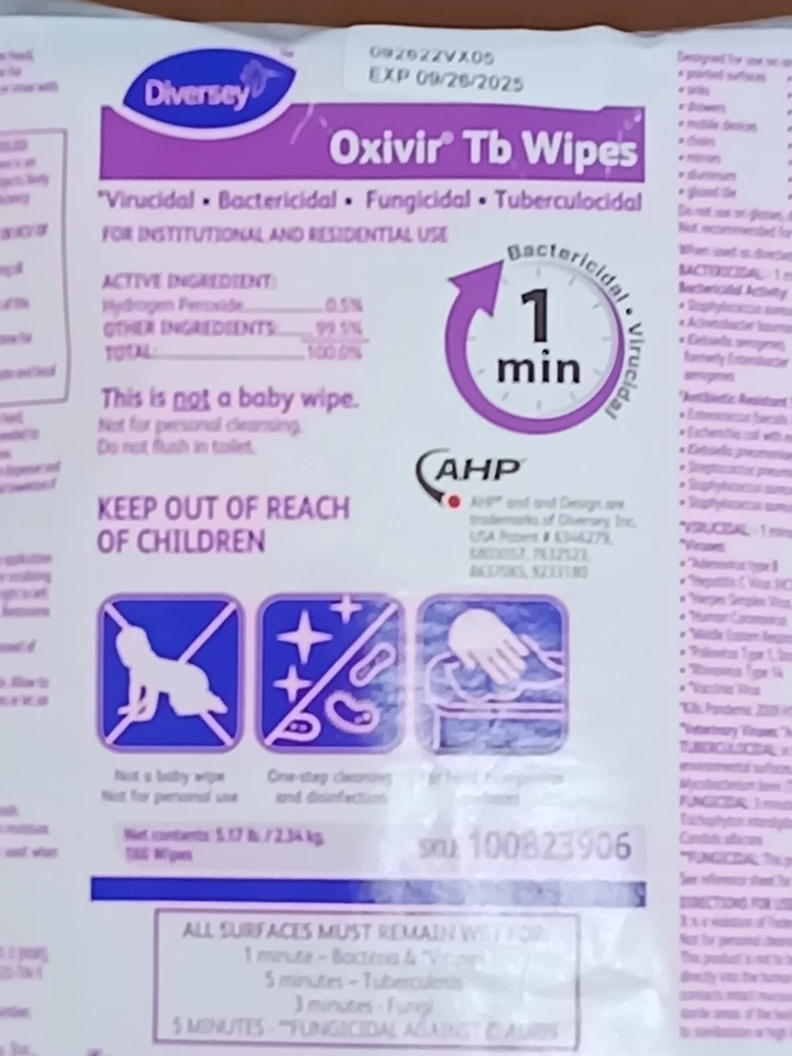 2x Diversey - Oxivir Tb Cleaning Refill 10082390, 160 Wipes, EXP 09/26/2025 - Image 4 of 4
