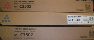 3 New OEM Ricoh MP C3002,C3502 CMY Toners 841650,841736,841737