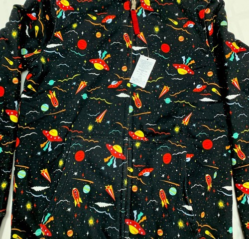 LANDS' END Boys Space Front Zip Hooded Faux Fur Lined Jacket Size XL (14-16) - Picture 4 of 12