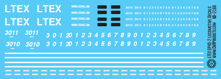N Scale - LTEX Red Gray GP40-2 Locomotive Decals