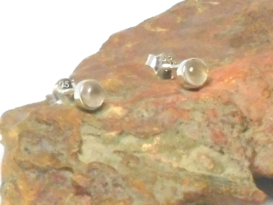 ROSENQUARZ  Sterling Silber 925 Edelstein Ohrringe -  4 mm  - Bild 2 von 4