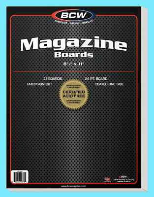 25 BCW MAGAZINE SIZE BACKING BOARDS 8.5'' x 11'' Storage White Backer 24pt 8-1/2''