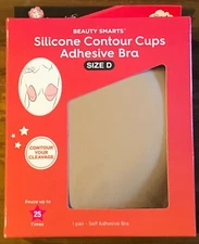 Hollywood Fashion Secrets Silicone Contour Cups Adhesive Bra 1 Pair Size D Beige