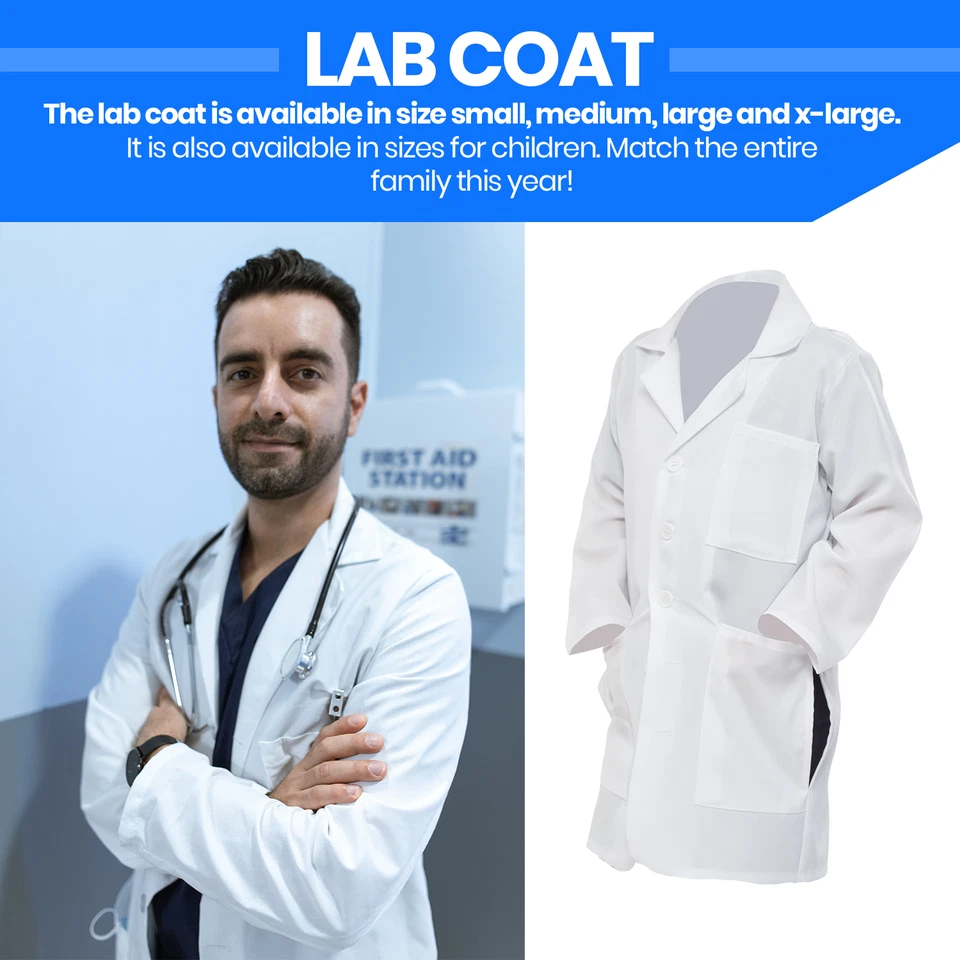 Lab Coat - 3/4 Length Doctor's Lab Coat for Men and Women By Dress Up America - Image 2 of 4