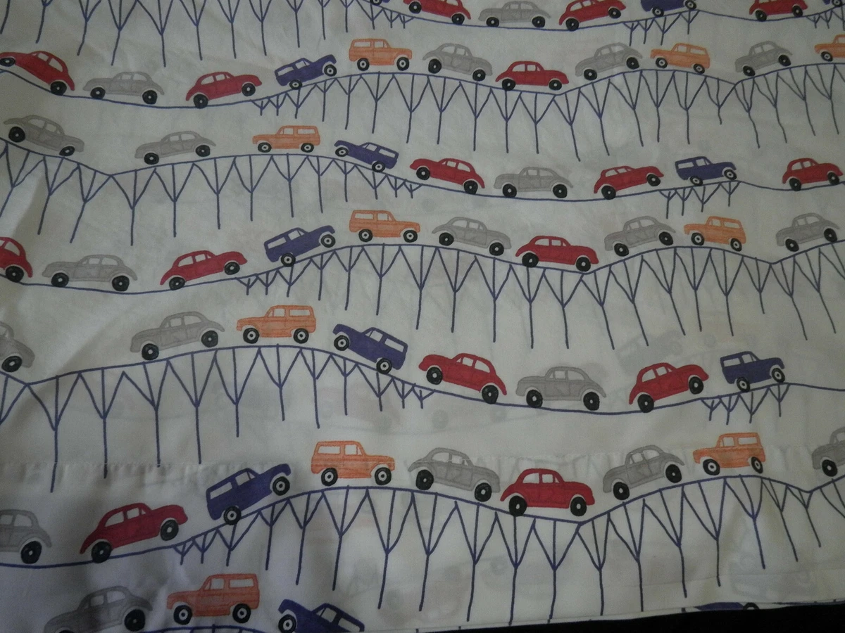 Pottery Barn Kids Cars Twin Flat Sheet Bridge Red Gray Blue Orange