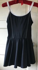 Vtg 80's MAINSTREAM Preppy Women's Swimsuit Black White Skirt Size 10