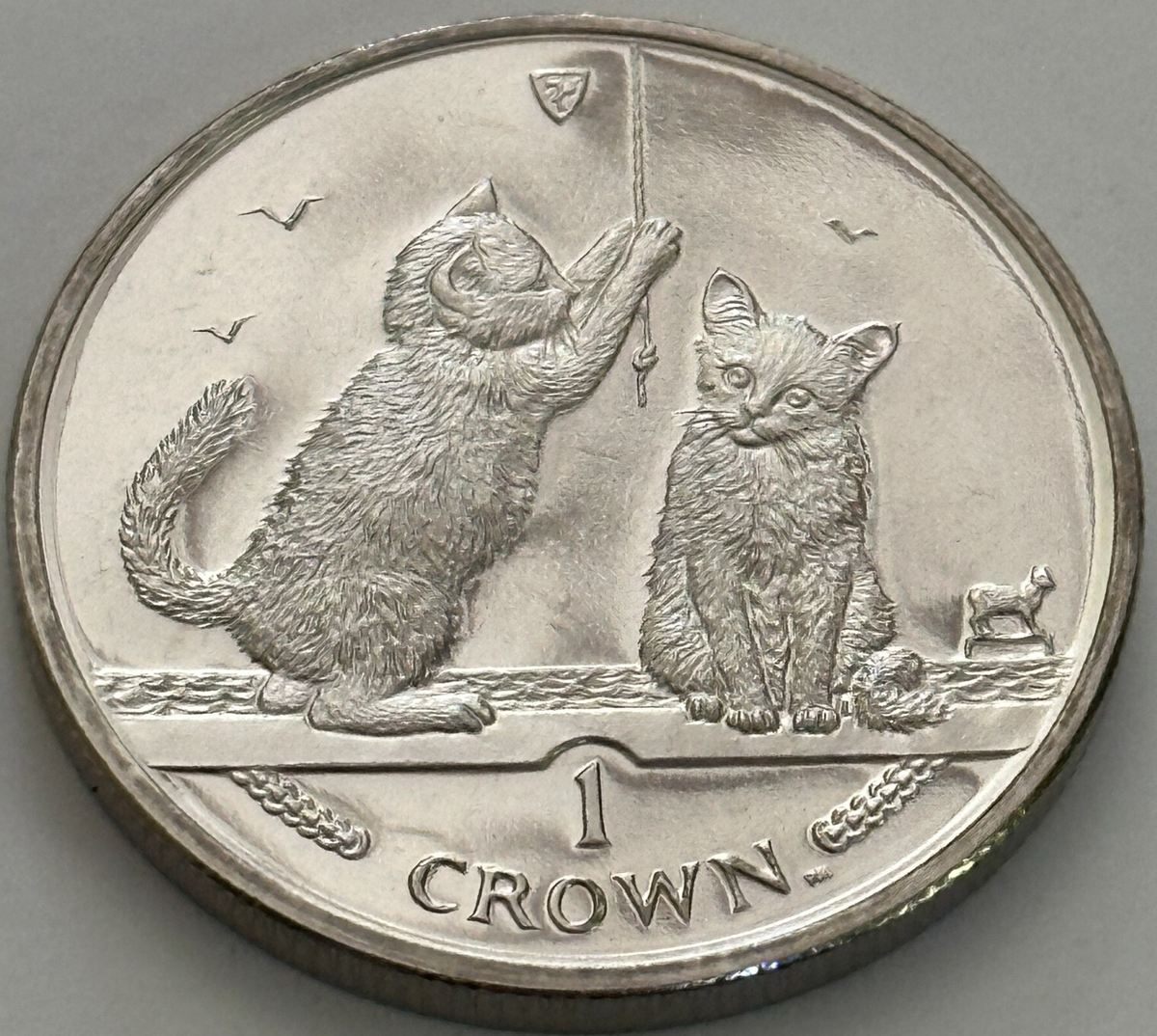 2001 Isle of Man Somali Kitten Cat 1 Crown Coin CuNi Uncirculated