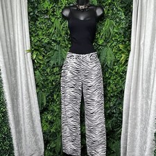 ZARA Jeans Women 4 White Black Zebra Denim Straight Leg Jeans Pants 2716
