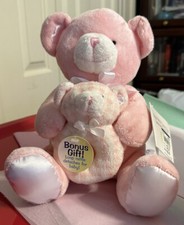 10 Little Kids Preferred Pink Teddy Bear With Rattle Plush 2004 Vintage NEW