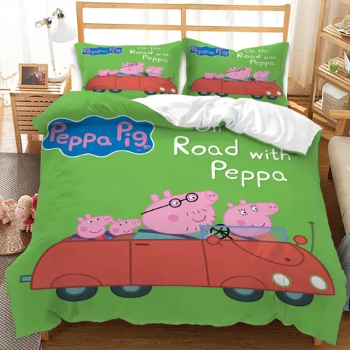 Peppa Pig Cartoon Quilt Duvet Doona Bezug Bettwäsche Set Single Double Queen Neu - Bild 7 von 36
