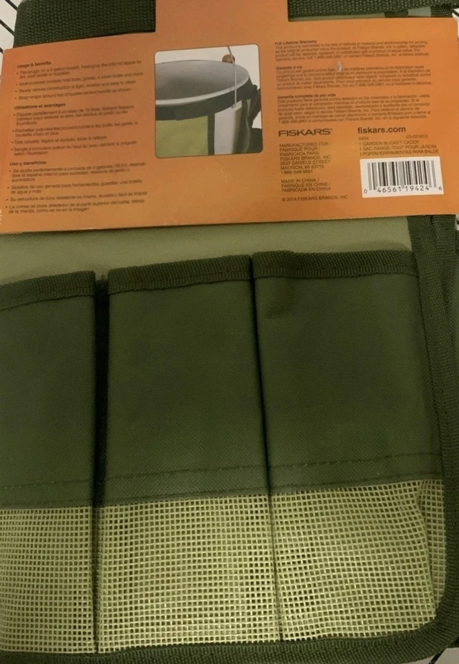 FISKARS 5-Gallon Bucket Caddy Green Tool Tote Organizer Gardening (handyman) - Image 2 of 4
