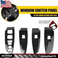 4X For Honda Accord 2018-2022 Carbon Fiber Look Inner Window Switch Panel Covers